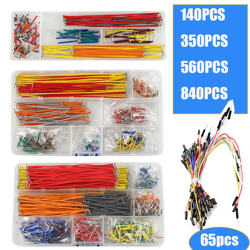 Diy Electronics Breadboard - 65/140/350/560/840 個/箱 U 字型圧着ブレッドボードジャンパーケーブルワイヤーキット 14 長さブレッドボードプロトタイピング用ボックス付き