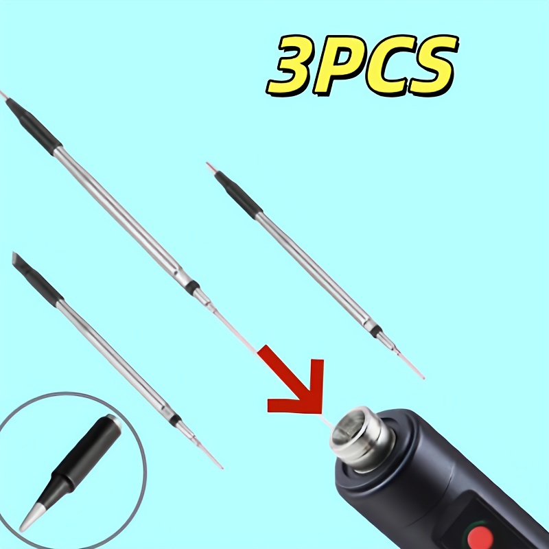 Flux Pen Electronics - 3個入り交換可能なはんだごてチップセット、USB‑Cワイヤレスはんだペン用、DIY電子機器修理アクセサリー