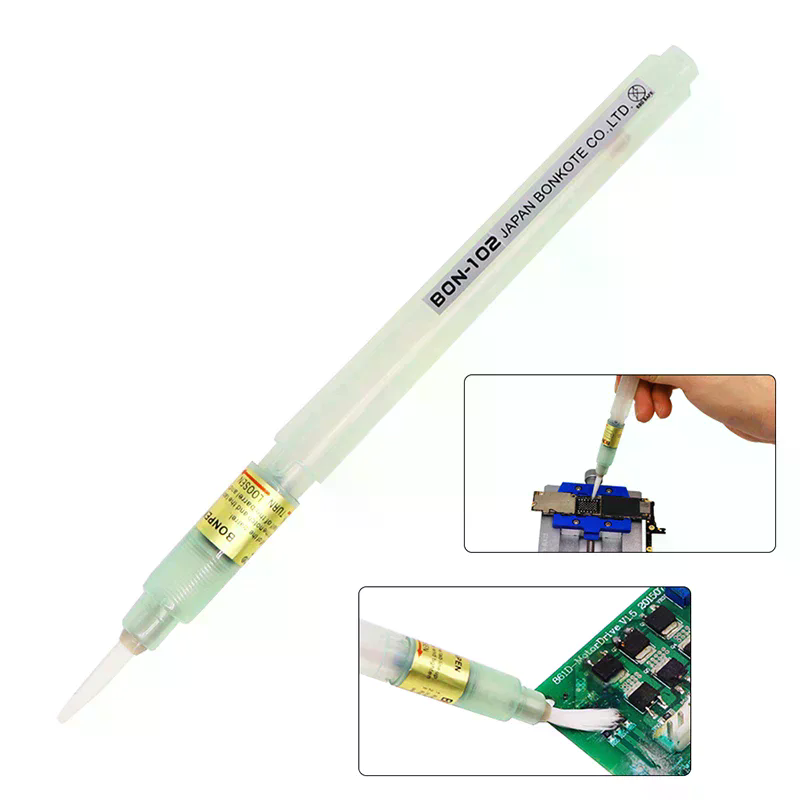 Flux Pen Electronics - 1個入り 102 ノークリーン ロジンフラックスペン はんだ付けアプリケーター ブラシヘッド付き