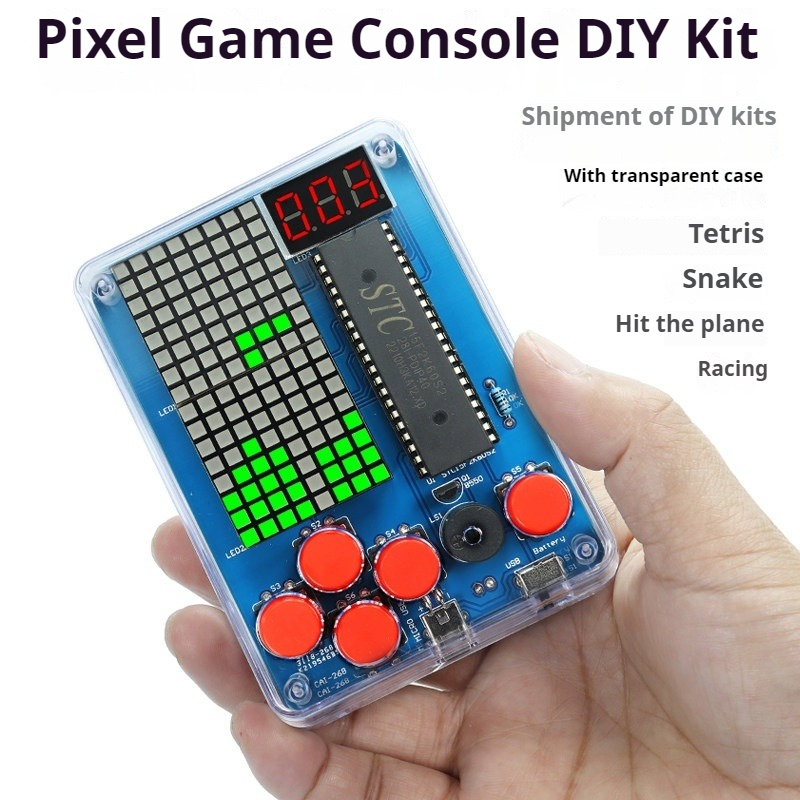 Diy Electronics Workbench - ピクセルゲーム機製作キット、51個のシングルチップテトリス部品、DIY溶接練習電子小型製作