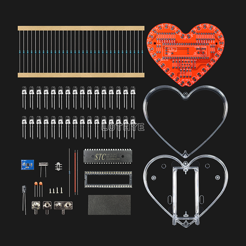 Diy Electronics Tool Kit - 回転する水とハート型のはんだ付けキット、LED回路ボード、はんだ付け学校の溶接練習ボード、rgbカラフル