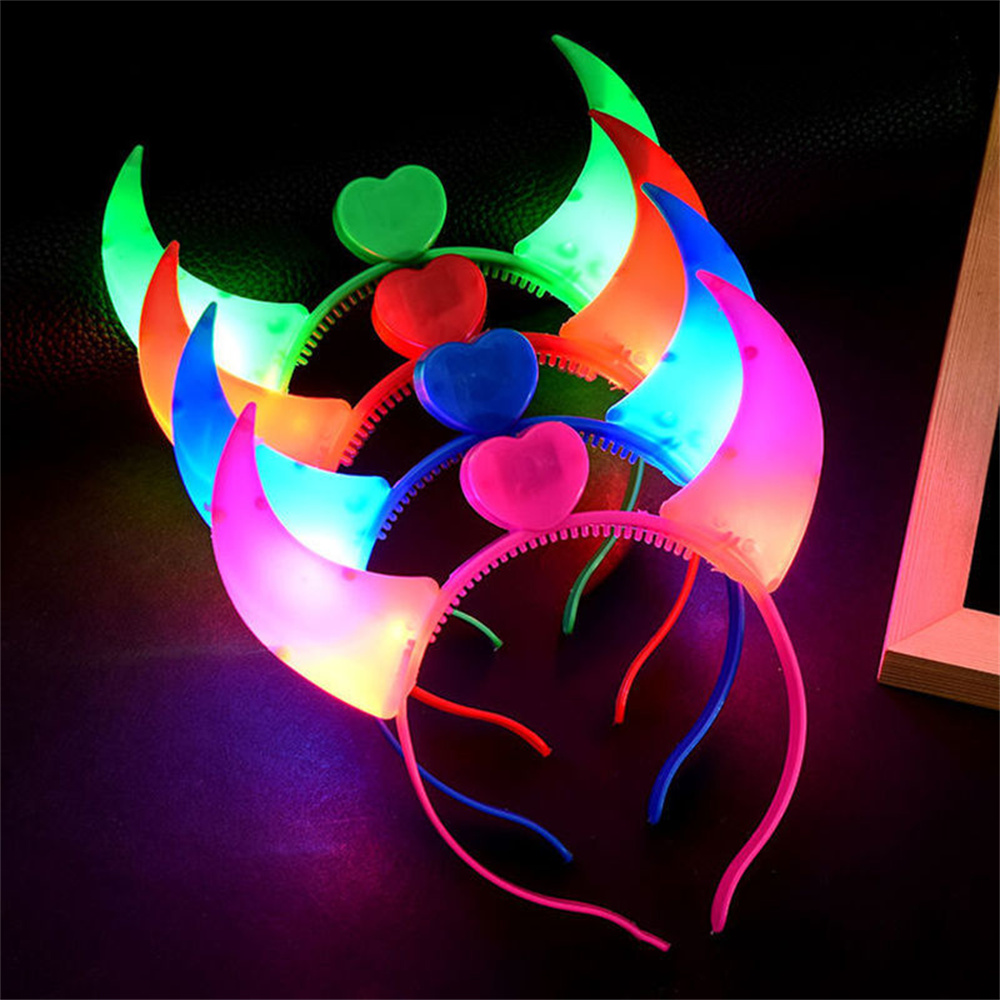 Diy Halloween Electronics - LED 牛ホーンヘッドバンドライトアッププリンセス発光ヘアフープティアラ点滅ヘアバンドハロウィンクリスマスウェディングパーティー用品