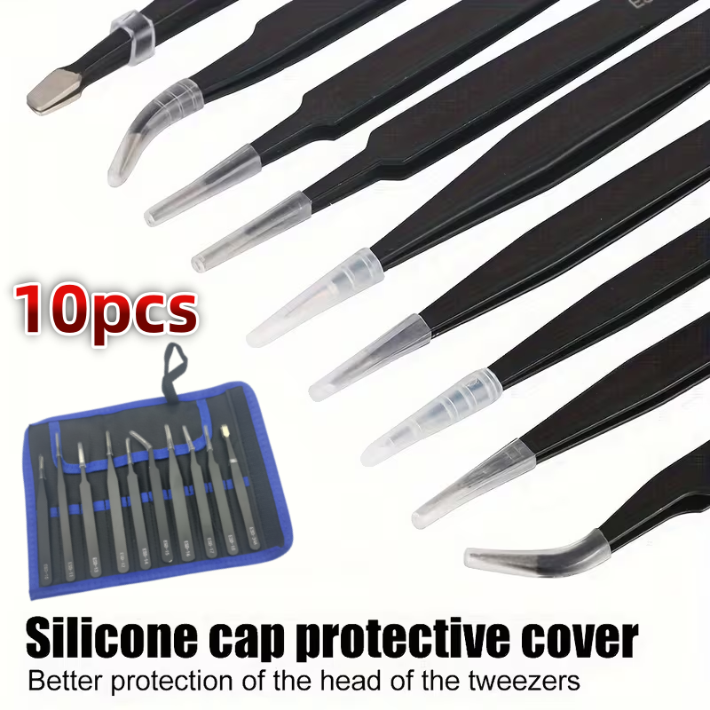 Diy Electronics Tool Kit - 10個入りESD帯電防止ピンセットセット ステンレス製精密ピンセットキット 電子機器修理 ジュエリー ネイルアート DIYクラフト作業用
