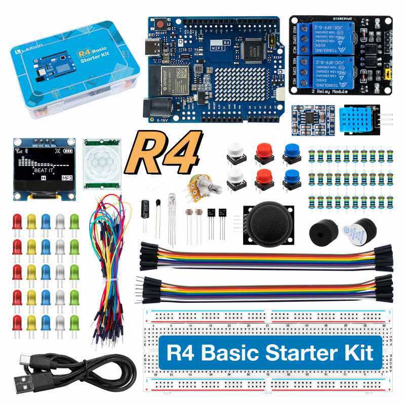 Arduino Diy Electronics - UNO R4 WiFi対応開発スターターキット。センサーと電子部品が付属し、プログラミング学習やDIYプロジェクトに最適。