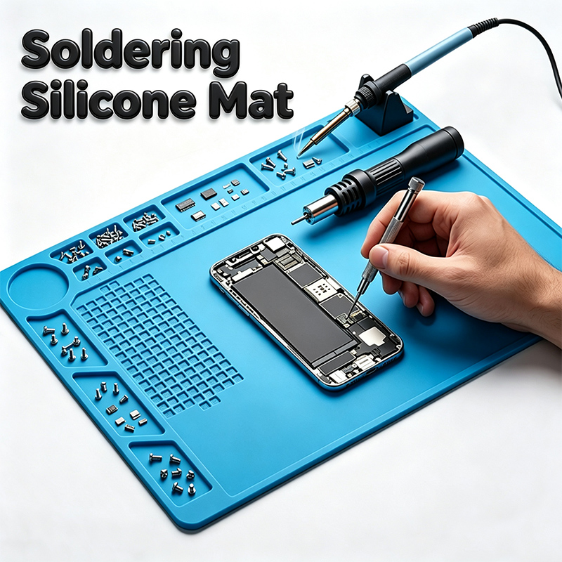 Diy Soldering Station No Electronics - シリコン修理マット 熱断熱 はんだ付けステーションパッド 回路基板はんだ付けパッドマット 耐熱性 スマホ電子機器用