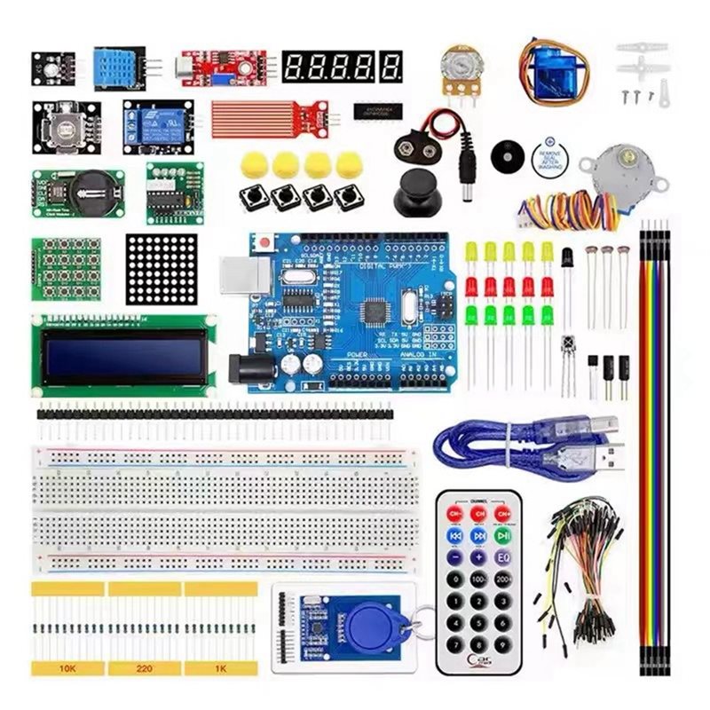 Arduino Diy Electronics - Arduino UNO R3用ABDE-RFIDスターターキット（アップグレード版）。ステッピングモーター学習用電子工作キット（箱入り）。