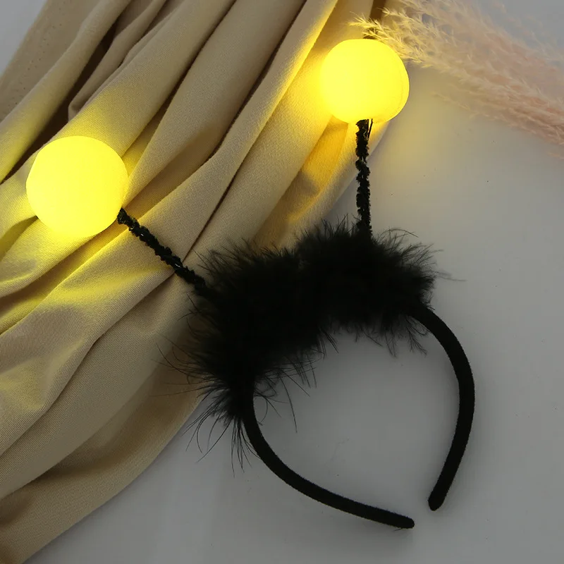 Diy Halloween Electronics - 女性、羽、蜂、アンテナ、ボール、点滅、誕生日パーティー、パフォーマンス、ハロウィーンのための点滅するライト付きLEDライトアップリンクヘッドバンド