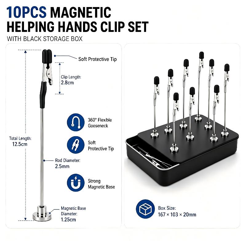 10個入りマグネット式はんだ付け補助ツール、ワニ口クリップ付 - Diy Electronics Holder のレビューと価格