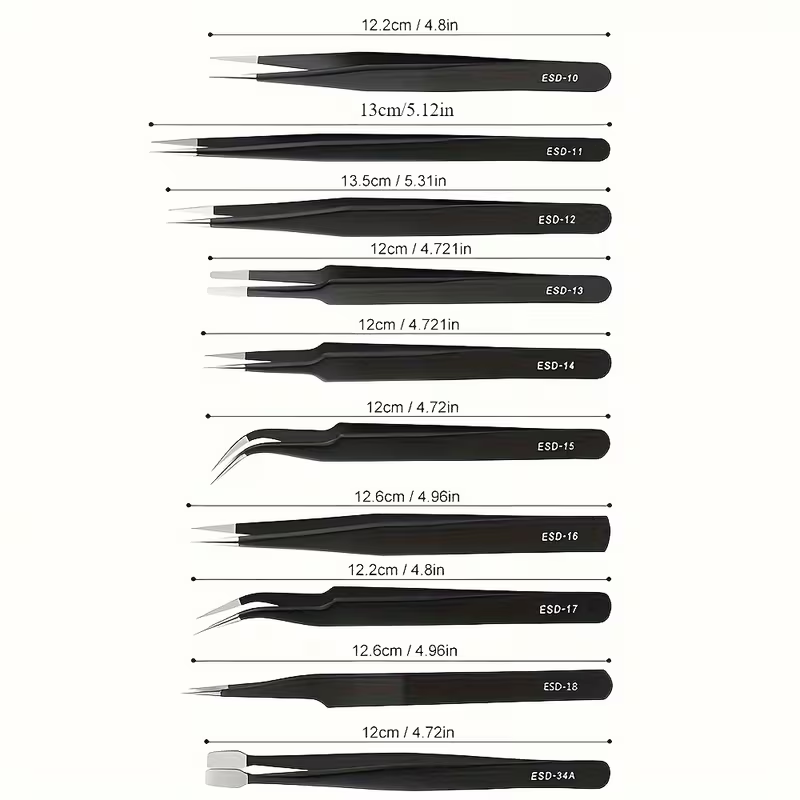 10個入りESD帯電防止ピンセットセット ステンレス製精密ピ - Diy Electronics Tool Kit のレビューと価格
