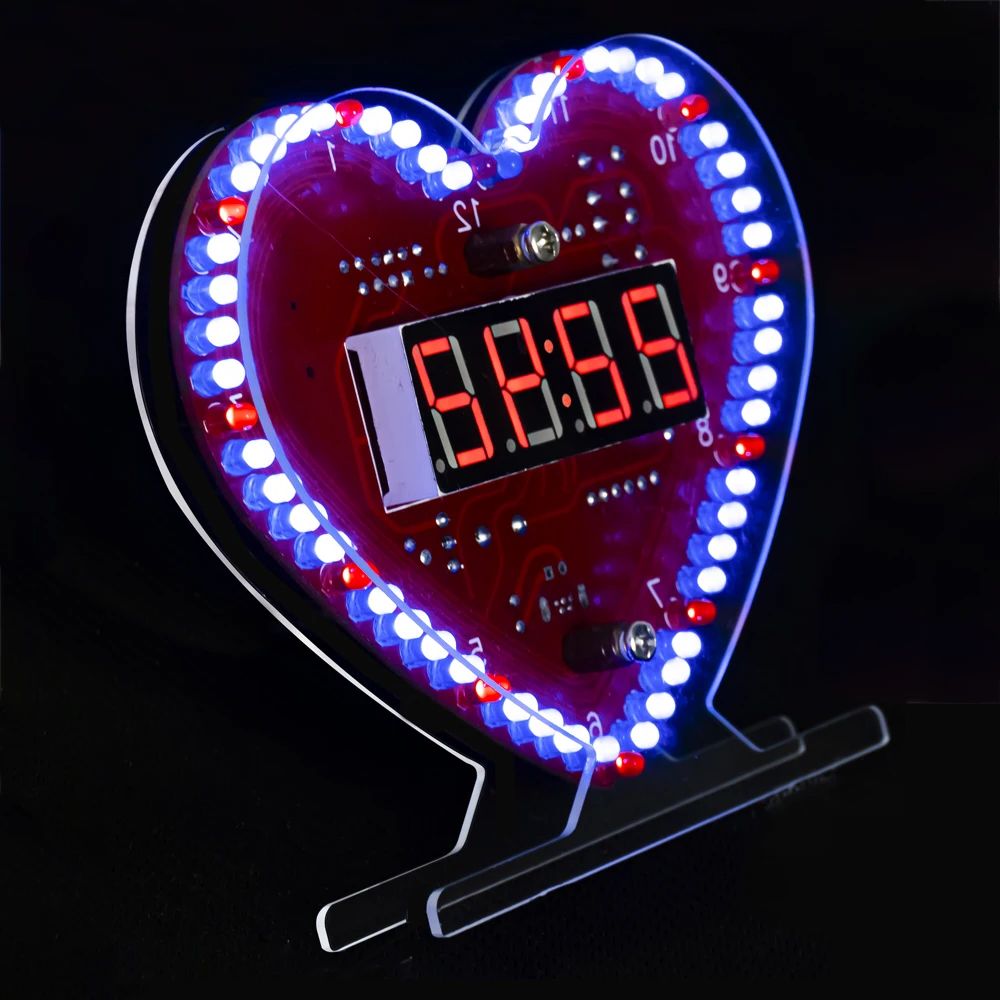 DIY 電子キット多機能ハート型 LED 時計 4 桁デジタ - Diy Electronics Youtube のレビューと価格
