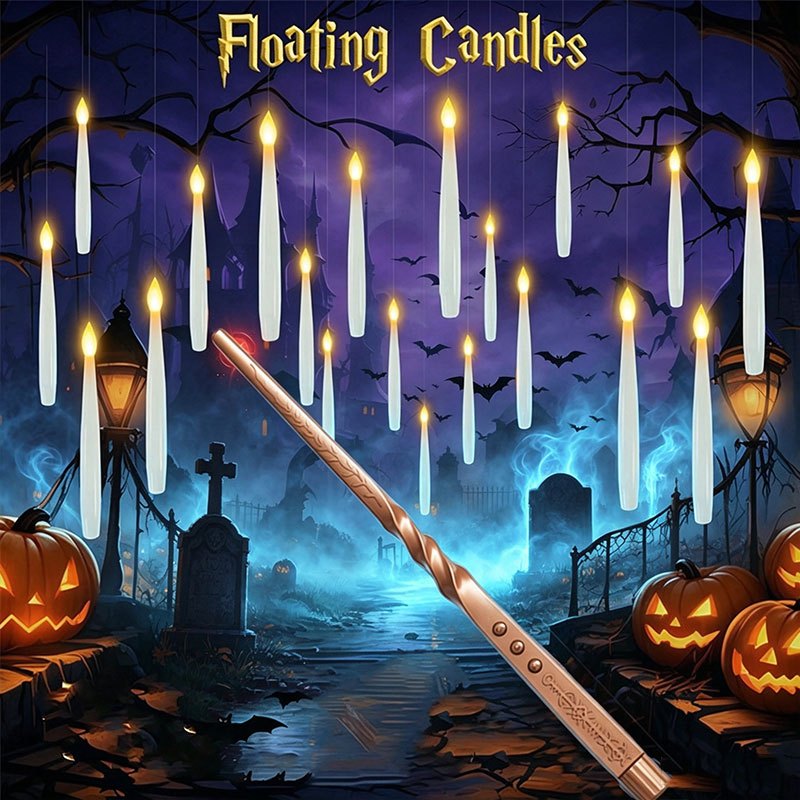 魔法のフローティングキャンドル（杖付き）、炎のないLEDハン - Diy Halloween Electronics のレビューと価格