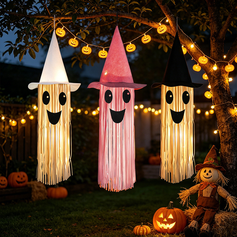 ハロウィン光る魔女帽子ゴーストタッセル吊り下げ装飾、LEDラ - Diy Halloween Electronics のレビューと価格